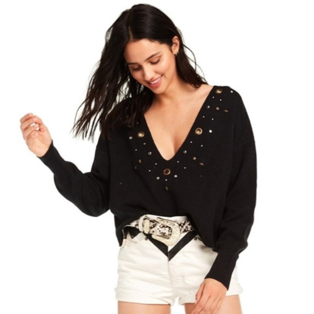 Wildfox V-Neck Pullover Cline Sweater